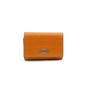 Coach Washed Orange Leather Micro Wallet NWT CU914